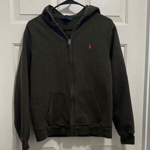 Ralph Lauren Boy’s Dark Green Hoodie with Orange Logo